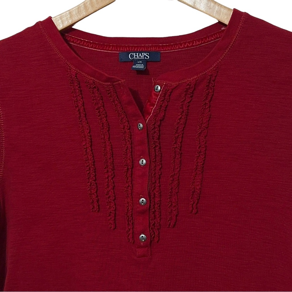 Chaps Womens Ruffle Front Top - Picture 2 of 4